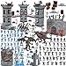 Plustopoy Medieval Castle Knight Toy Soldier Figures Army Men Toys The Medieval Times Middle Ages DIY Castle Building Toy Piracy Knight Action Figurines with Storage Bag2 Dragons 2 Bridges 1 Map - Image 3
