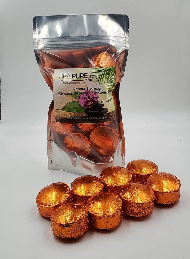 Spa Pure CITRUS Burst Aromatherapy: Shower Bomb Aromatherapy With 100% Natural/Organic Essential Oils - Transform Your Shower - Transform Your Mood (8 Count) Pack of 1 - Image 1