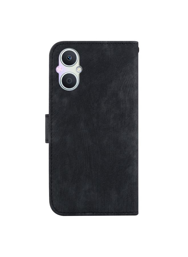 اس-توب جراب لهاتف OPPO A96 5G / Reno7 Z 5G جراب هاتف من الجلد المنقوش بنقشة نمر صغير - Image 3