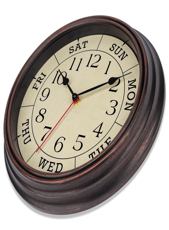 Foxtop Day of The Week Wall Clock for Seniors, 14 Inch Classic Silent Day Wall Clock for Office Home, Ideal Retirement Gift for Men & Women (Bronze) - Image 4
