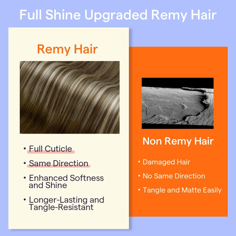 Full Shine Clip in Hair Extensions Balayage Invisible Hair Extensions Human Hair Balayage Medium Brown to Ash Brown Mix Light Blonde Double Weft Human Hair Clip in Extensions 18 Inch 7 Pcs 120g - Image 5