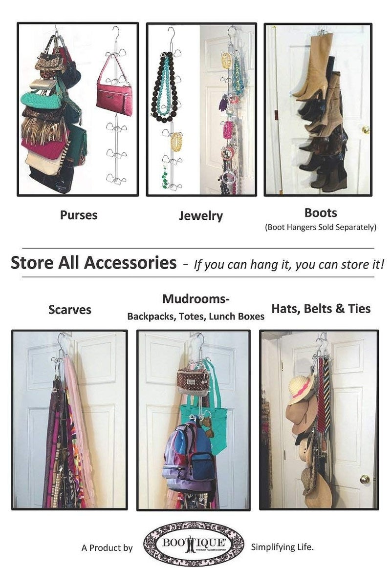 Indian Decor 3160 Over Door Hanging Purse Storage Organizer 12 Hooks  - Image 3