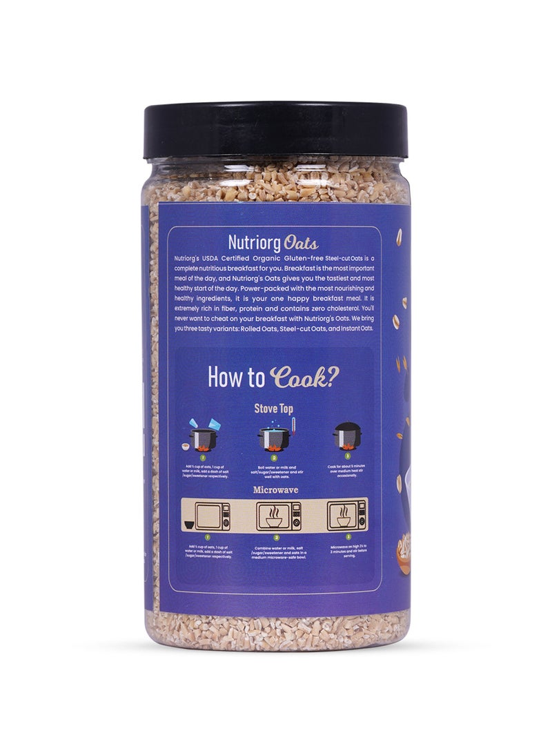nutriorg Nutriorg Certified Organic  Steel cut Oats 1300g (Pack of 2 * 650g) | Gluten Free | For Weight Loss | Fiber Rich - Image 2