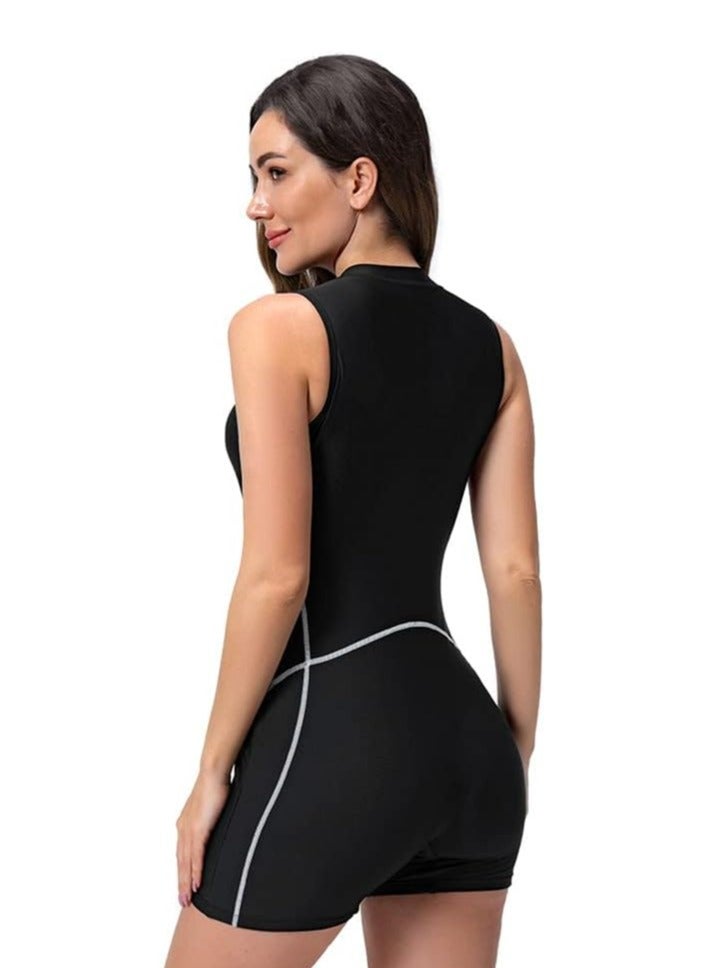 أوزيغالور مقاس M، ملابس سباحة نسائية من قطعة واحدة، ملابس سباحة بدون أكمام، ملابس سباحة للتزلج على الماء UPF 50+ مزودة بحمالة صدر مدمجة - Image 4