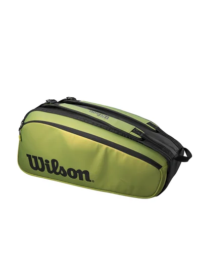 Wilson Blade V9 Super Tour Green/ black Tennis Racket Bag, Adults,Holds up to 9 Rackets