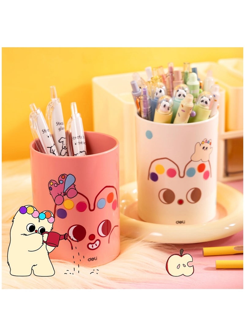 Deli 1-Piece Round Pen Holder 104x79x79mm Size Pink  - Image 5