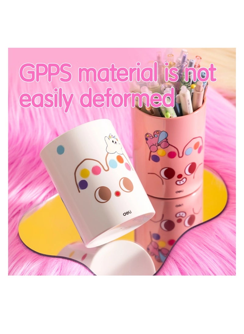 Deli 1-Piece Round Pen Holder 104x79x79mm Size Pink  - Image 4