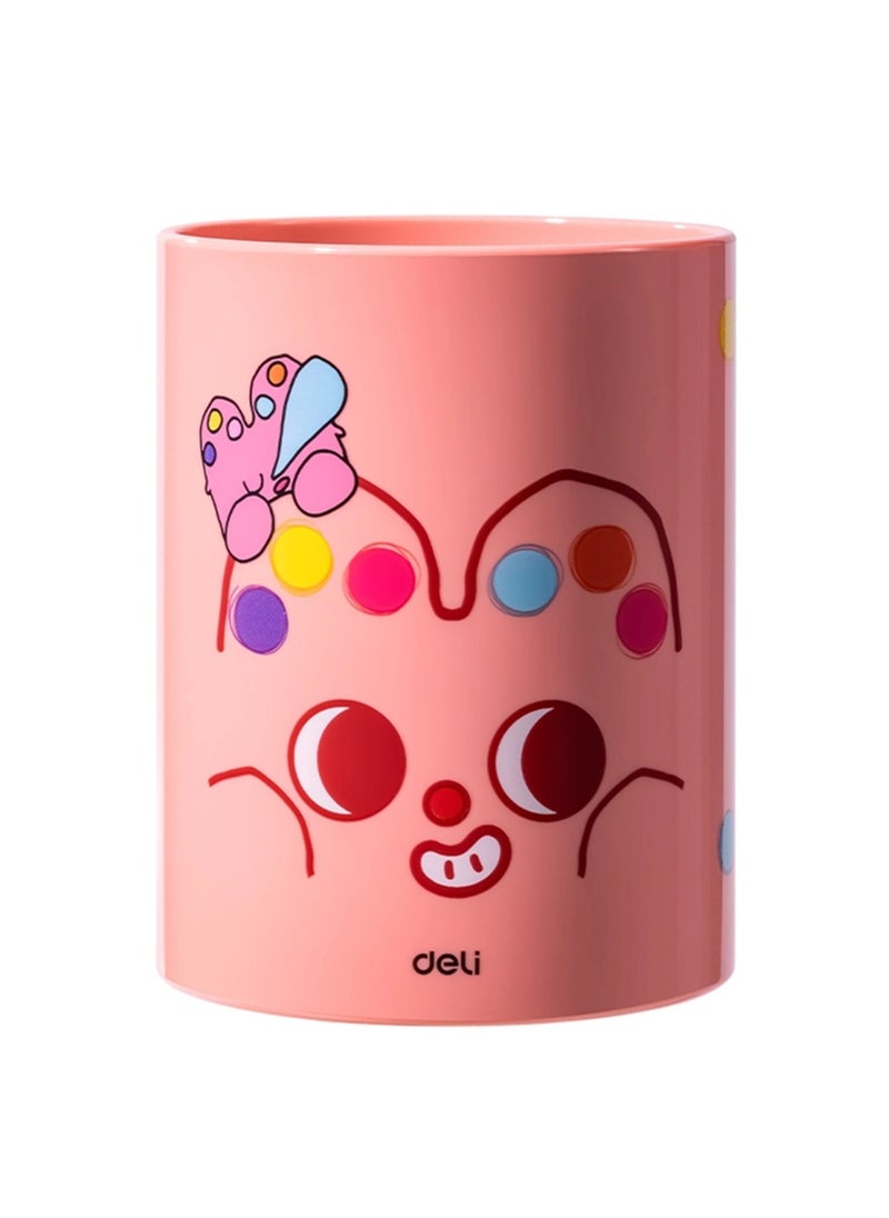 Deli 1-Piece Round Pen Holder 104x79x79mm Size Pink  - Image 1