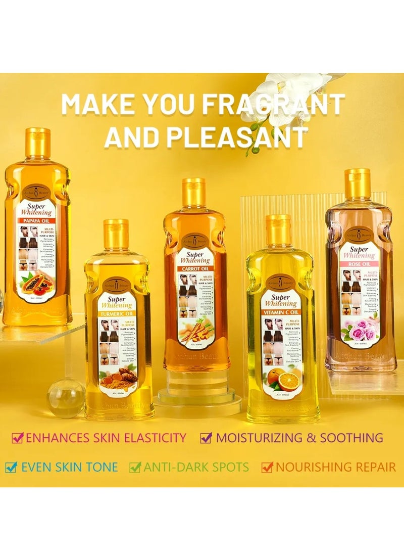 Aichun beauty 600ML Super Whitening Papaya Oil Multi Purpose Hair and Skin Papaya Oil Underarm Thigh Body Skin Whitening Remove Pigmentation Firming Moisturizing Smooth Skincare Essential Oil For Women and Men  - Image 4