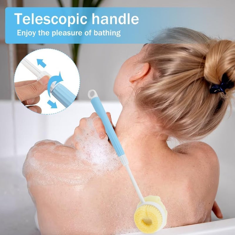 BuntyChiku Foldable 2 in 1 folding bath brush for Shower, Scrubber Bath Mesh Sponge Brush Using Body Exfoliating with Travel friendly, Bathing Accessories for Body Brushes (Pack of 1) (Multi Colour). - Image 3