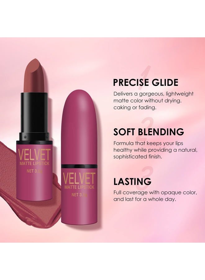Dulele 6 Colors of Velvet Smooth Matte Lipstick Set, Long Lasting & Waterproof Non-Stick Cup Nude Color Lip Makeup Gift Set for Girls and Women - Image 5