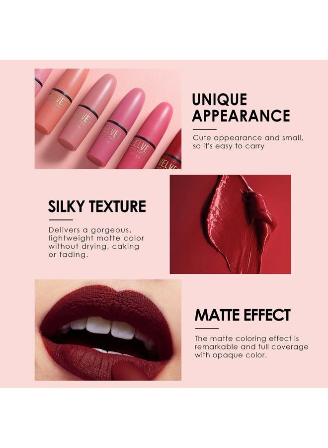 Dulele 6 Colors of Velvet Smooth Matte Lipstick Set, Long Lasting & Waterproof Non-Stick Cup Nude Color Lip Makeup Gift Set for Girls and Women - Image 2
