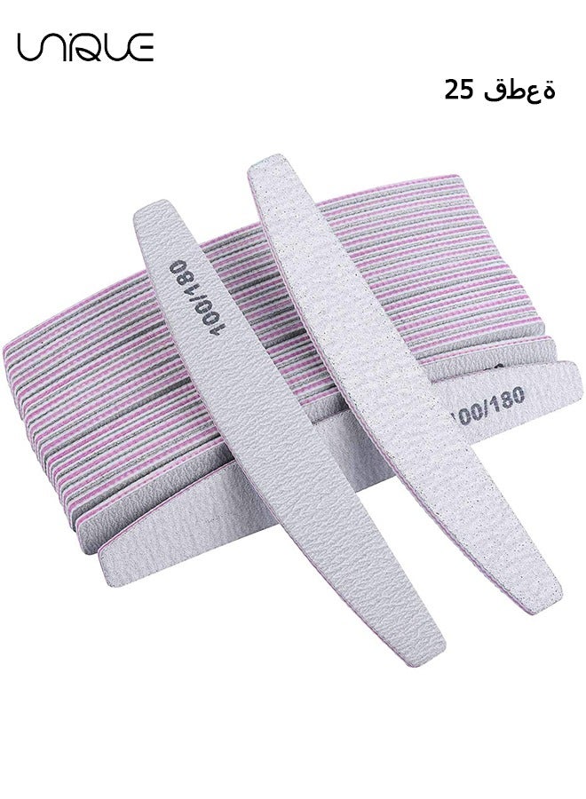 Unique Professional Nail Files, 25 Pcs Emery Boards for Nails 100/180 Nail Files Bulk Finger Nail File Boards Heavy Duty Nail Buffers for Files Professional Manicure Tools, Also fit for Pet Grooming - Image 1