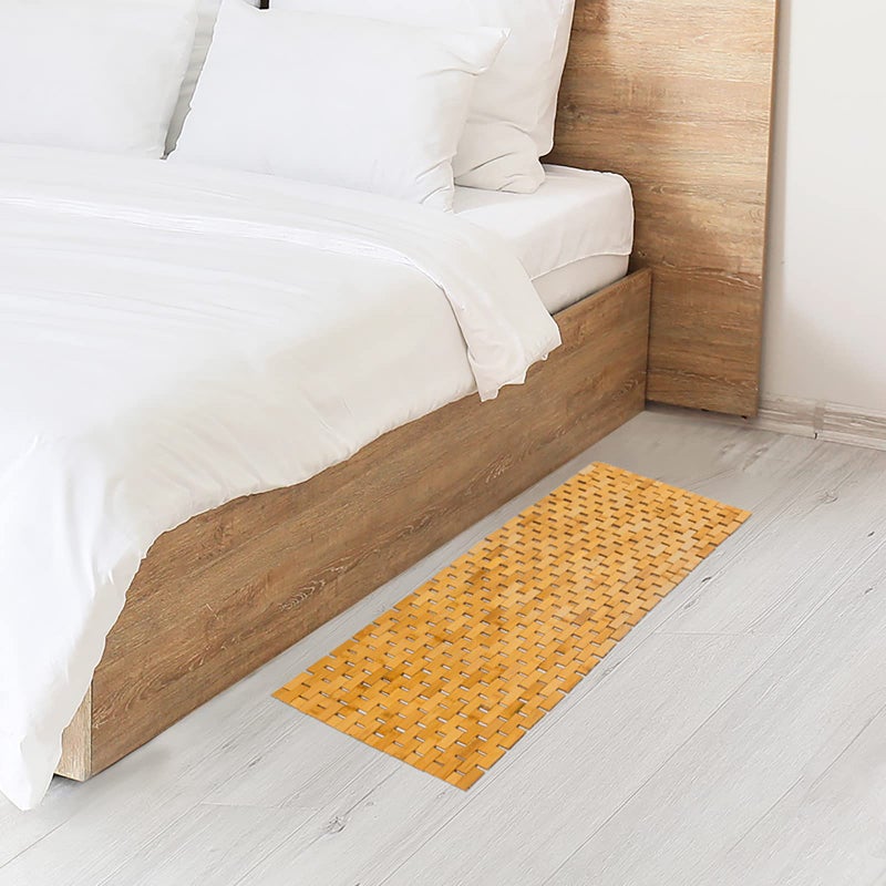 Fovlaurs Bambo Bath Mat Bathroom Runner Long Large Rugs Floor Wood Shower Bathtub Waterproof Non Slip Accessories 16x48 Inch Easy to Clean, Natural, 1 pc - Image 5