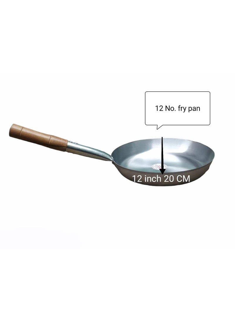 AS A S Shiny Coated 4 kg Heavy Weight only A S Brand Induction and Gas Compatible Pure Iron Fry PanTapper PanFlat tai with Wooden Handle Free Big Size ladle 12 no 2 Liter Fry pan  - Image 2