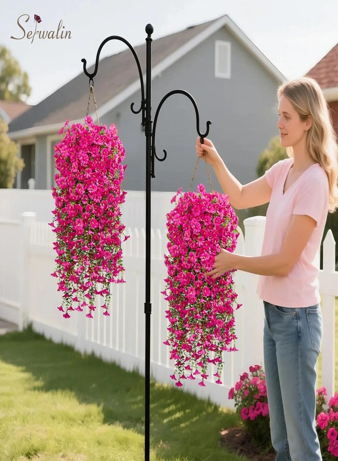 سيروالين زهور سيروالين الاصطناعية المعلقة لتزيين المساحات الخارجية، 4 قطع من نباتات الحرير الاصطناعية المقاومة للأشعة فوق البنفسجية، مناسبة للشرفات والباحات والحدائق الداخلية (لون وردي فاقع، 4 قطع). - Image 3