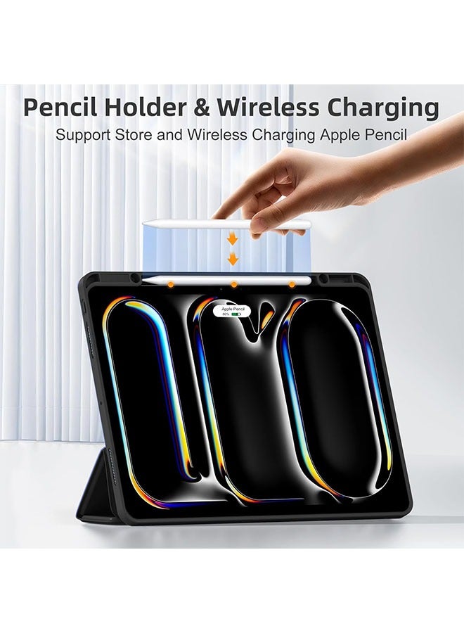 iPad Pro 13 Inch Case 2024 M4 with Pencil Holder, Soft TPU Back Cover for iPad 13 Pro Case, Trifold Stand, Support Pencil Pro and Pencil (USB-C), Auto Wake/Sleep,Black  - Image 3