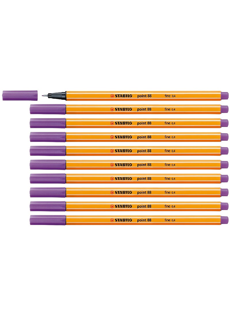 STABILO Fineliner Point 88 in Violet , for Journal Planner , Note , Drawing , Pack of 10 Pens  - Image 3
