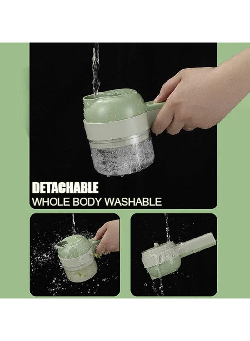 مجموعة تقطيع الخضار الكهربائية المحمولة 4 في 1، عصارة وتقطيع طين الثوم اللاسلكية المحمولة، لحم البصل والفلفل الحار والزنجبيل والكرفس مع مجموعة فرشاة، قطاعة صغيرة لاسلكية متعددة الوظائف - Image 2