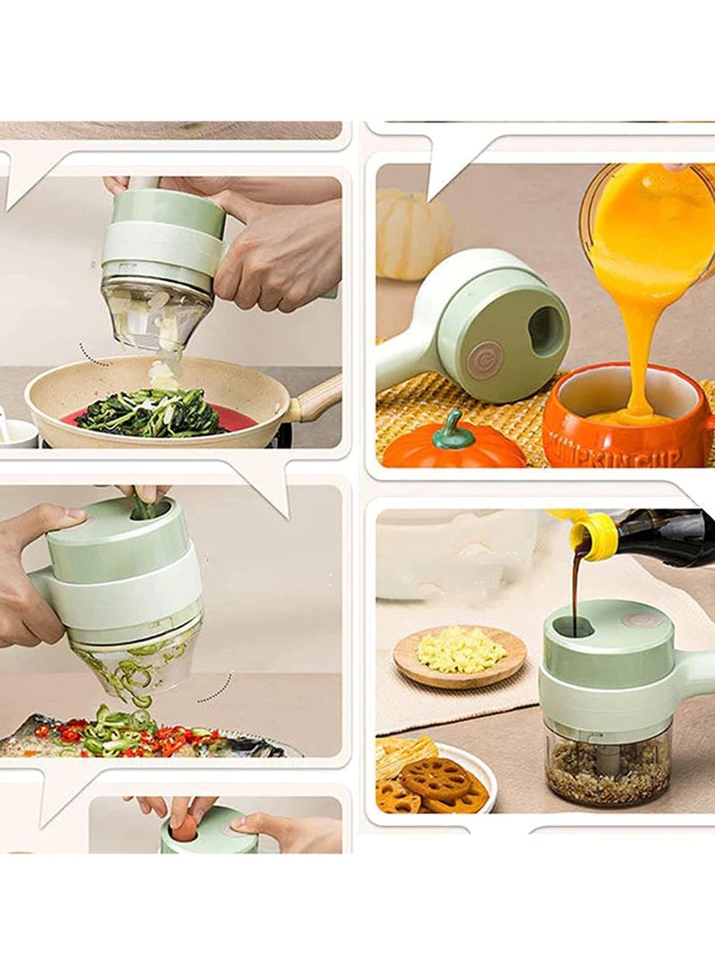 مجموعة تقطيع الخضار الكهربائية المحمولة 4 في 1، عصارة وتقطيع طين الثوم اللاسلكية المحمولة، لحم البصل والفلفل الحار والزنجبيل والكرفس مع مجموعة فرشاة، قطاعة صغيرة لاسلكية متعددة الوظائف - Image 5