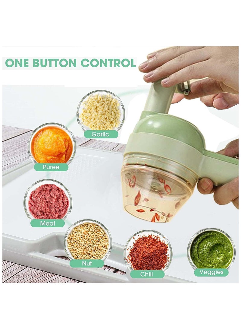 مجموعة تقطيع الخضار الكهربائية المحمولة 4 في 1، عصارة وتقطيع طين الثوم اللاسلكية المحمولة، لحم البصل والفلفل الحار والزنجبيل والكرفس مع مجموعة فرشاة، قطاعة صغيرة لاسلكية متعددة الوظائف - Image 4