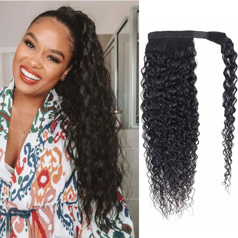 Seelaak Brazilian Kinky Curly Ponytail Extensions 18Inch Afro Curly Clip in Human Hair