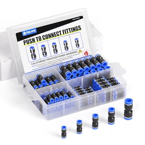 TAILONZ PNEUMATIC 50 pcs Straight Push Connectors Plastic Quick Release Connectors Air Line Fittings for 5/32 1/4 5/16 3/8 1/2Tube (2 Way) - Image 1
