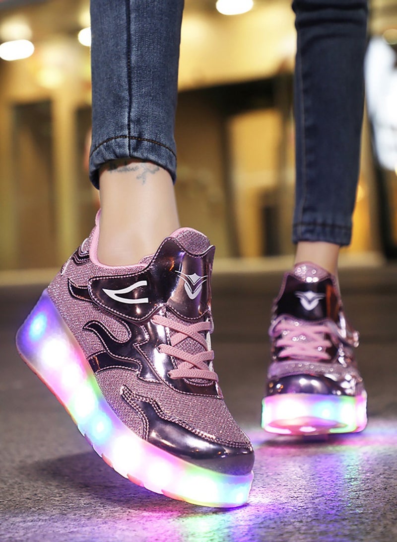 VUCATIN Kids Roller Skates Shoes with Lights Kids Skates Sneakers LED Light Up Rechargeable Wheels Shoes with Lights Outdoor Slip On Roller Skates Shoes Sneakers for Beginners Gift (D) - Image 3