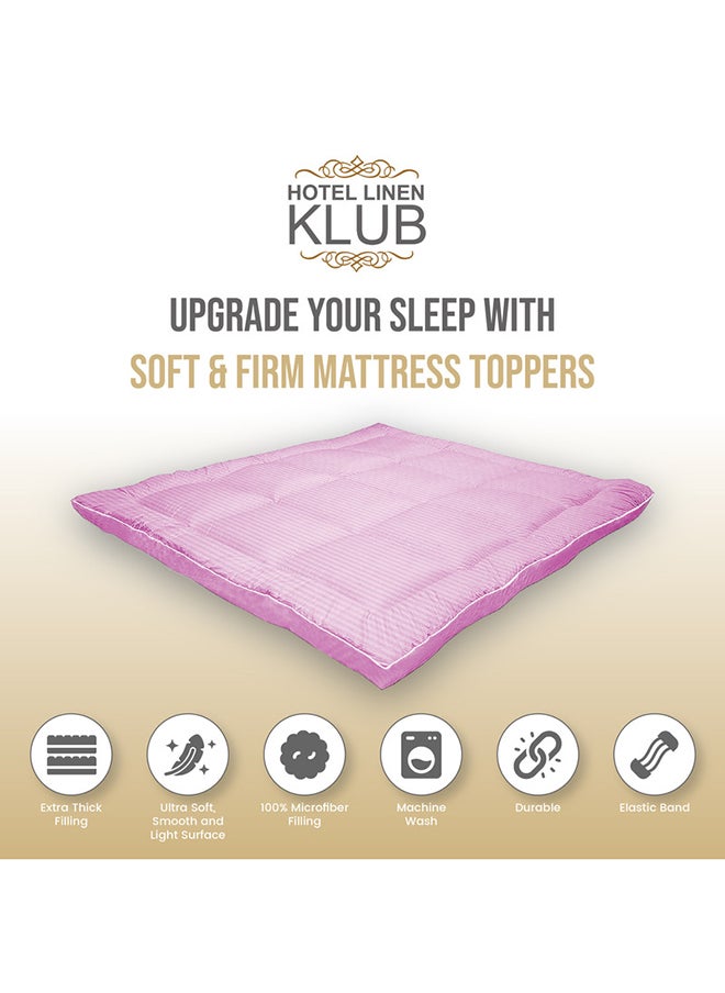 Hotel Linen Klub Hotel Linen Klub Mattress Topper 85GSM Microfiber Stripe Super Soft Fabric 500GSM Soft Firm and Extra Thick Fibersheet and Highly Elastic BandsSize:100x200Cm 120x200Cm 160x200Cm 180x200Cm  200x200Cm  - Image 5