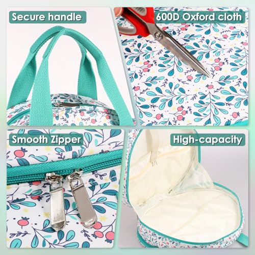 Muyoka Embroidery Project Bag, Embroidery Supplies Storage Carrying Tote Case with Multiple Pockets and Handle, Cross Stitch Bag, Double Layer Embroiderys Project Bags for Floss Hoops Thread (Lake Blove) - Image 5