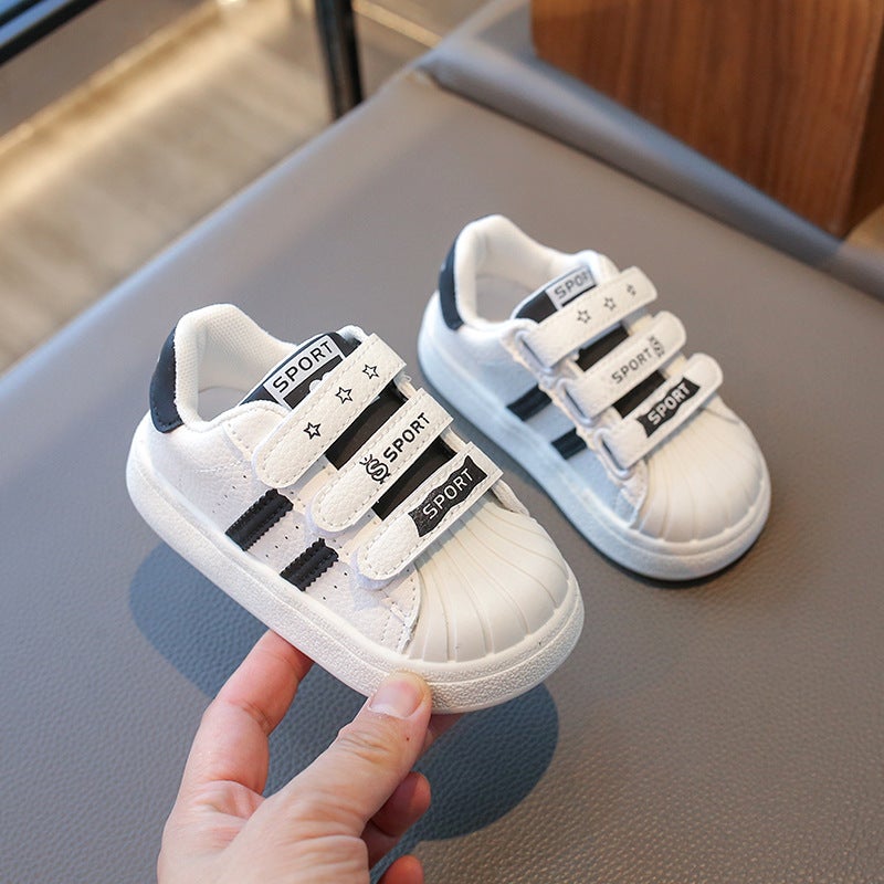2025 New Children'S White Shoes With Velcro For Boys And Girls Casual Shoes With Shell Head - Image 4