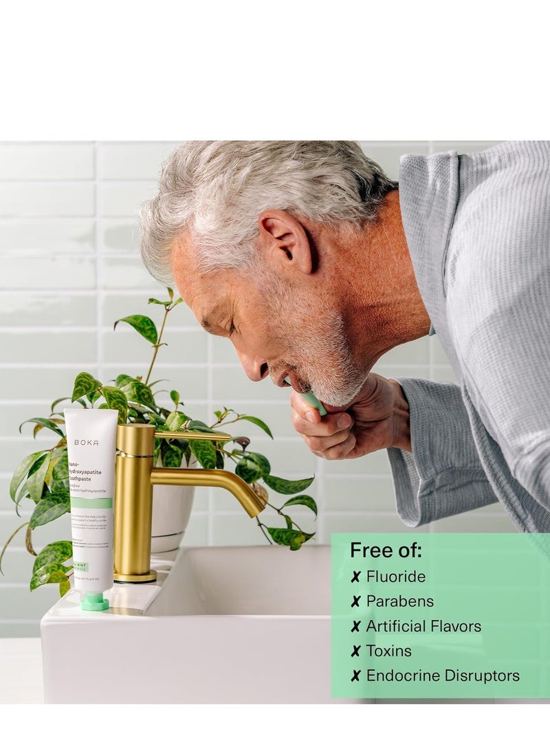 BOKA Fluoride Free Toothpaste, Nano Hydroxyapatite, for Teeth Whitening  Remineralizing, Sensitive Teeth, Dentist Recommended for Adult, Kids, Natural Peppermint Flavor Ela Mint, 4oz - Image 5