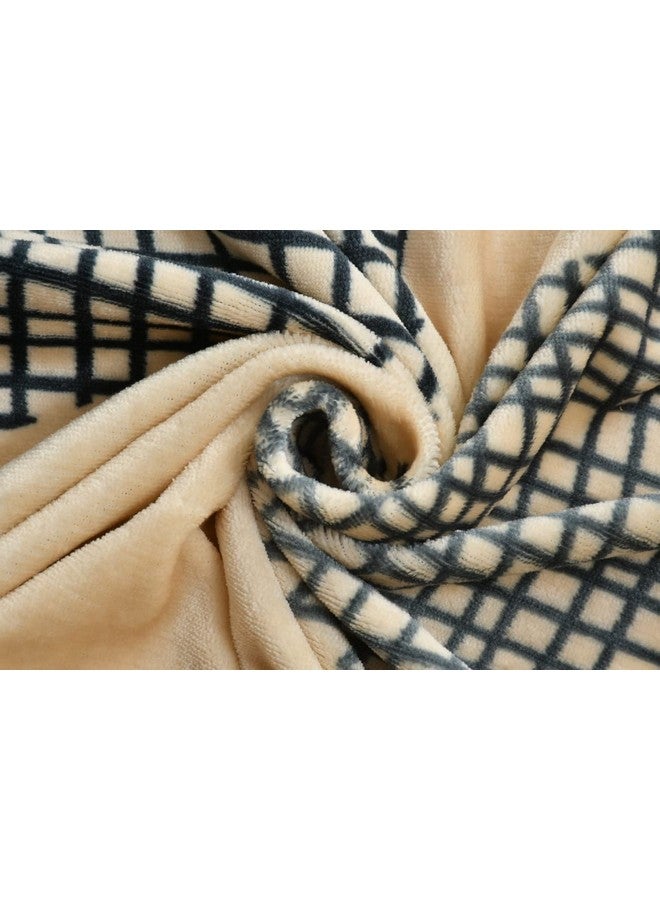 Prozone Elastic Fitted Warm Super Soft Double Bedsheet | Flannel Elastic Double King Size Bedsheets and 2 Pillow Cover for Winter,72x78 Inch (72x78 Inch,Circle & Beige) - Image 4