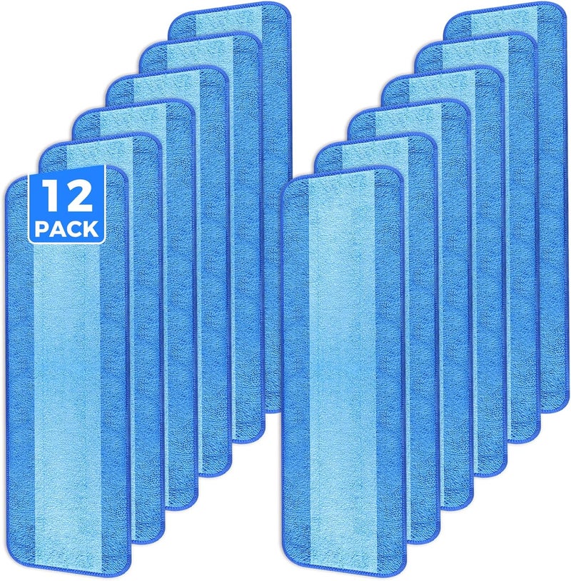 wlich 12-Pack Microfiber Cleaning Pads, 18-Inch Microfiber Mop Pads Compatible with Bona Mop, Washable and Reusable Mop Pad Refills for Hardwood Tile Laminate Floors - Image 1