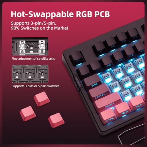 ZORNHER ZH980 Mechanical Keyboard Wireless,95% Pink Creamy Keyboard with Number Pad,Gaming Keyboard with Number Pad,Lighted Up PBT Keycaps,Creamy Sounding Linear Switches,Full Size - Image 5