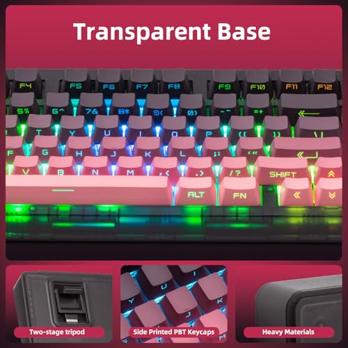 ZORNHER ZH980 Mechanical Keyboard Wireless,95% Pink Creamy Keyboard with Number Pad,Gaming Keyboard with Number Pad,Lighted Up PBT Keycaps,Creamy Sounding Linear Switches,Full Size - Image 4
