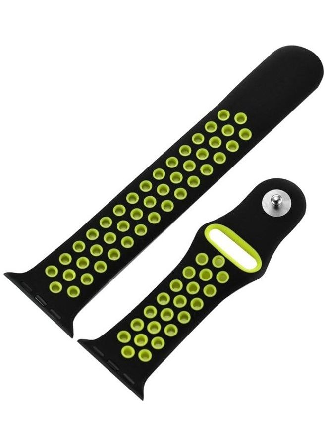 NIBEMINENT Fashionable Classical Silicone Sport Watchband For Apple Watch Series 6/SE/5/4 40mm - 3/2/1 38mm Black/Yellow - Image 4