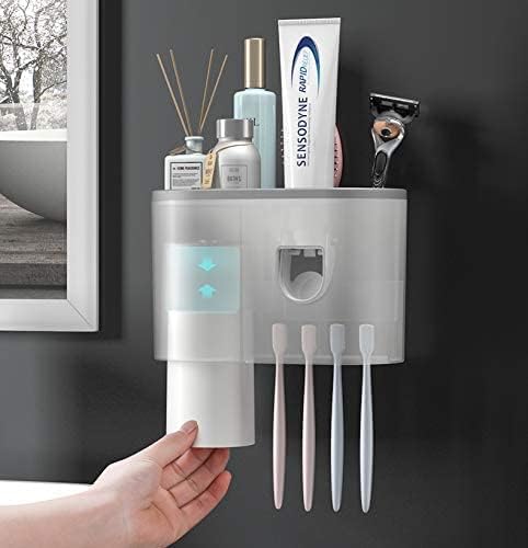 NUVEX Toothbrush Holder Wall-Mounted with Automatic Toothpaste Dispenser & Magnetic Cup | Space-Saving Bathroom Organizer with Drawer Shelf, Easy to Clean [1 Cup, ABS Plastic,White] - Image 3