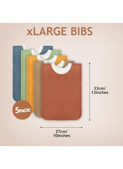 Newwiee Newwiee Large Muslin Pullover Baby Bibs Full Coverage Toddler Slip on Absorbent Bib Waterproof Toddler Towel Bibs  - Image 2