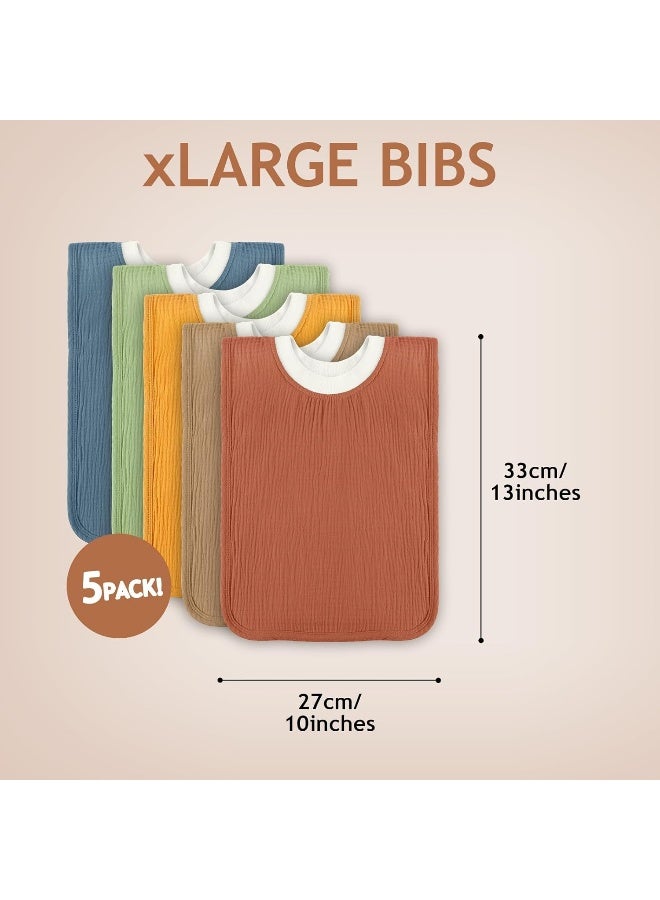 Newwiee Newwiee Large Muslin Pullover Baby Bibs Full Coverage Toddler Slip on Absorbent Bib Waterproof Toddler Towel Bibs - Image 2