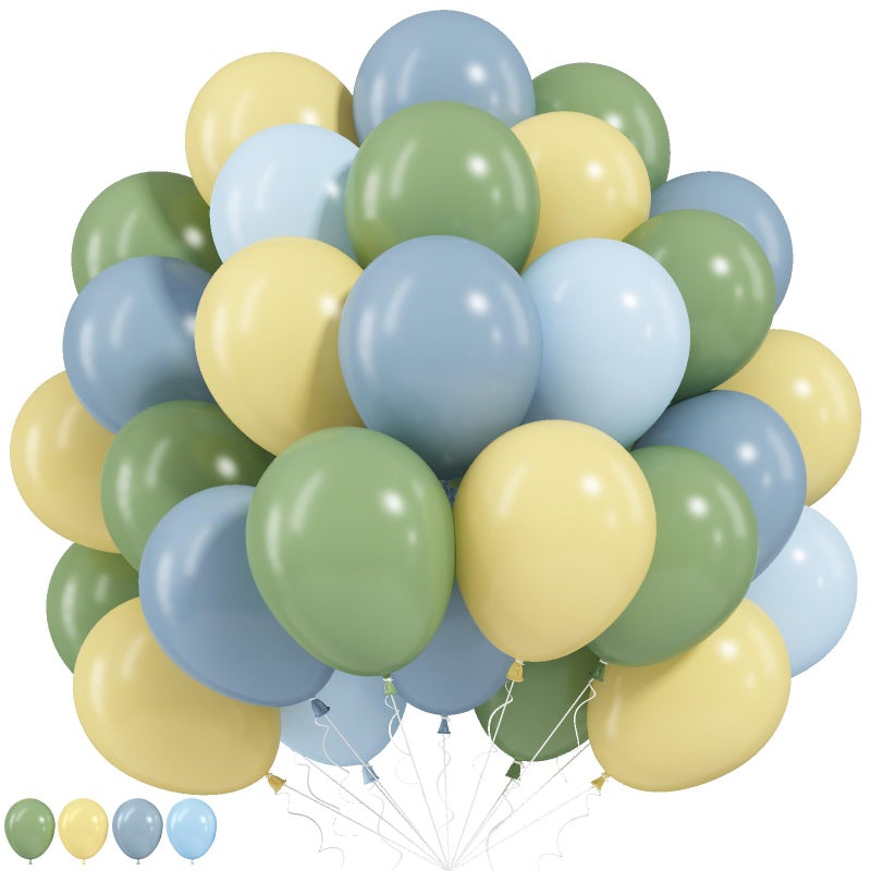 Paeyeq Sage Green Dusty Blue Yellow Balloon 12 Inch Fog Slate Blue Balloons with Olive Green Yellow Balloon for Oh Baby Shower Bridal Shower Birthday Wild One Party Bee Theme Party Deocration Supplies - Image 3