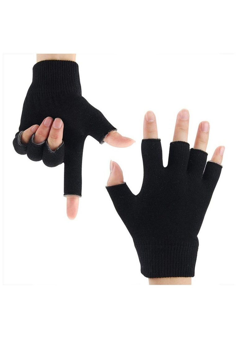 Generic Moisturizing Spa Gloves Fingerless Black Gel Moisturizing Gloves Day Night Instantly Repair Eczema Dry Rough and Cracked Hands Thermoplastic Gel Lining with Essential Oils and Vitamins E - Image 1