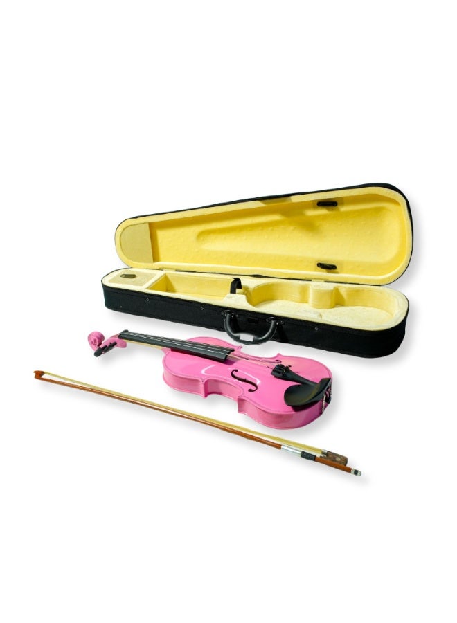 Steiner Violin V-10 – Full Size 4/4 Student Violin, Maple Body, Imitation Ebony Fingerboard, High-Gloss Pink Finish with Case, Bow & Rosin - Image 1