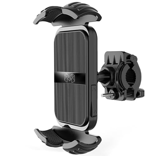 MOOSH Universal Bike Mobile Holder Motorcycle Phone Holder, Handlebar Cellphone Clamp, Scooter Phone Clip for iPhone 16 Pro Max/Plus, 15 Pro Max, S10, S20, More 4.7" to 6.8" Smartphones (Black) - Image 1