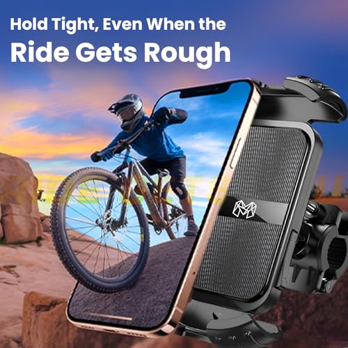 MOOSH Universal Bike Mobile Holder Motorcycle Phone Holder, Handlebar Cellphone Clamp, Scooter Phone Clip for iPhone 16 Pro Max/Plus, 15 Pro Max, S10, S20, More 4.7" to 6.8" Smartphones (Black) - Image 4