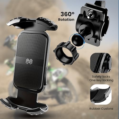 MOOSH Universal Bike Mobile Holder Motorcycle Phone Holder, Handlebar Cellphone Clamp, Scooter Phone Clip for iPhone 16 Pro Max/Plus, 15 Pro Max, S10, S20, More 4.7" to 6.8" Smartphones (Black) - Image 5