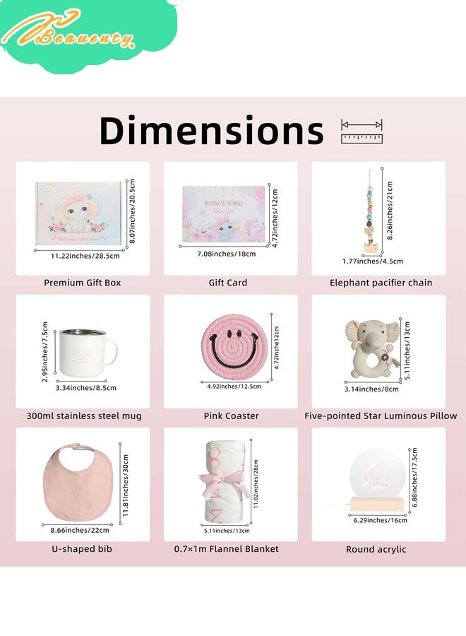 Beauenty Baby Gifts,Baby Shower Gifts for Girls Boys,New Born Baby Girls Gift,Babies Gift Basket,Unique Baby Gift Essential,Gender Reveal Gifts,Rattle Swaddle Blanket Toddler Gifts (pink) - Image 2