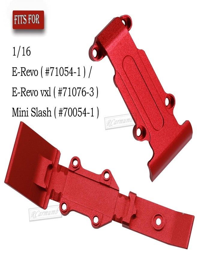 قطع غيار Rcarmumb لترقية لوحة الحماية الأمامية والخلفية لسيارات E-REVO 71076-3 و Mini Slash 70054-1 بمقياس 1/16، قطعتان من سبائك الألومنيوم، لوحة حماية أمامية وخلفية، لون أحمر - Image 2