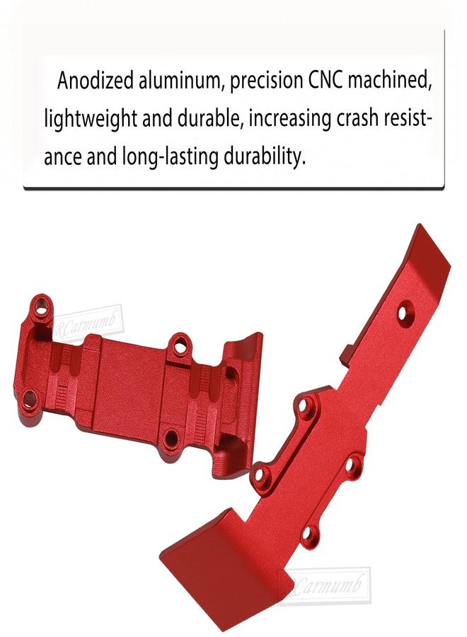 قطع غيار Rcarmumb لترقية لوحة الحماية الأمامية والخلفية لسيارات E-REVO 71076-3 و Mini Slash 70054-1 بمقياس 1/16، قطعتان من سبائك الألومنيوم، لوحة حماية أمامية وخلفية، لون أحمر - Image 3