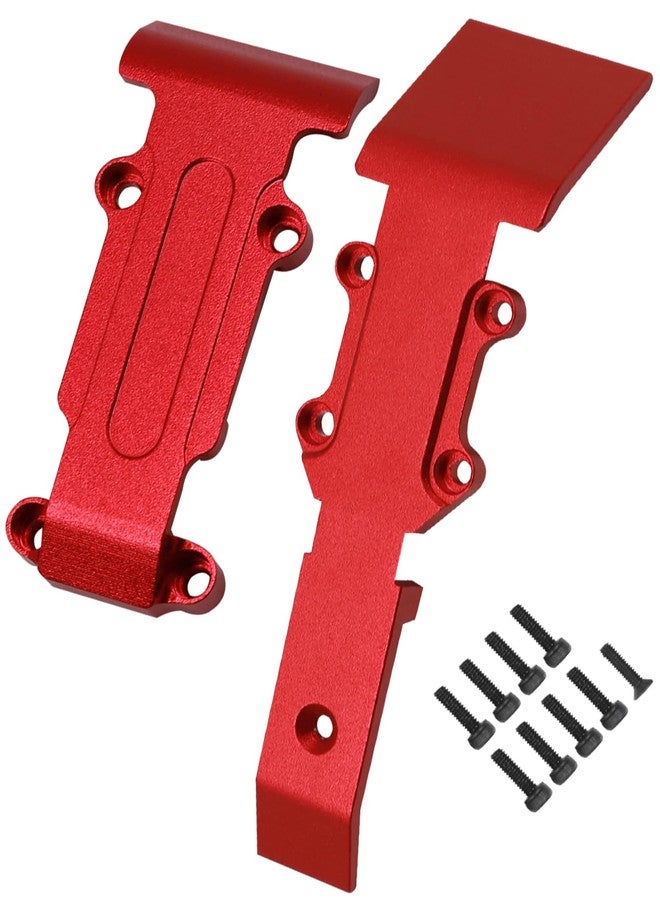قطع غيار Rcarmumb لترقية لوحة الحماية الأمامية والخلفية لسيارات E-REVO 71076-3 و Mini Slash 70054-1 بمقياس 1/16، قطعتان من سبائك الألومنيوم، لوحة حماية أمامية وخلفية، لون أحمر - Image 1